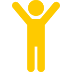 Encounter Jesus at YWAM Wylie. An image of a yellow stick figure raising its hands